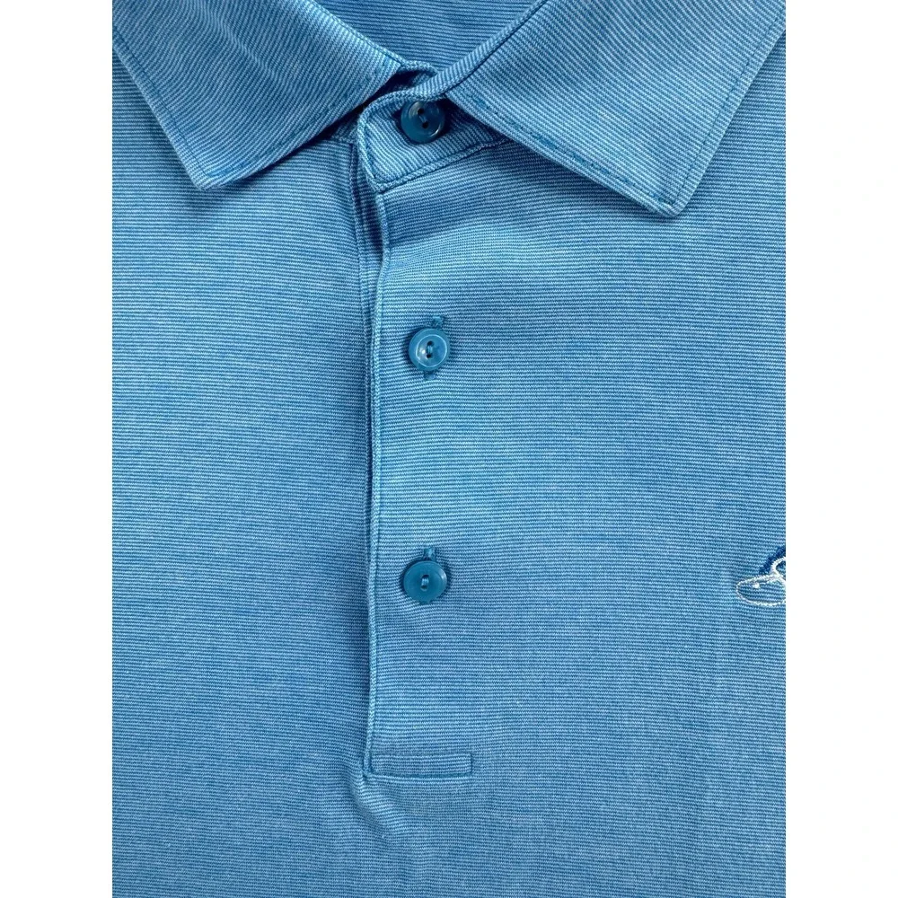 Peter Millar Mens Polo Shirt Size XXL Light Blue 100% Cotton Shadow‎ Wood Logo